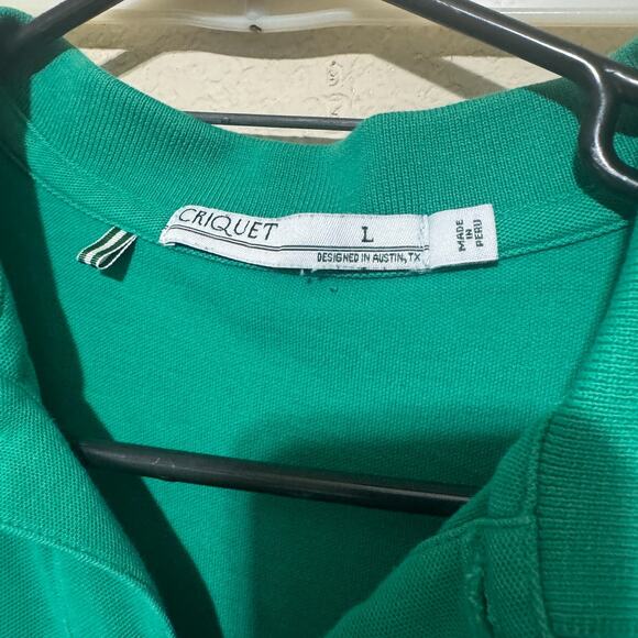 Criquet Polo Shirt Mens Large Kelly Green Short Sleeve Pima Cotton Golf Stretch - Picture 3 of 7